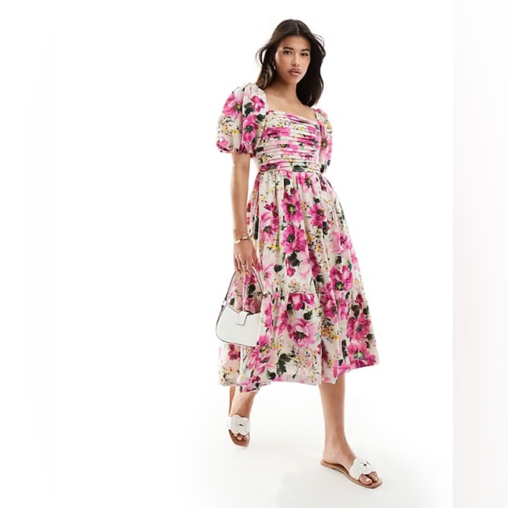 Abercrombie & Fitch Pink Puff Sleeve Sundress
